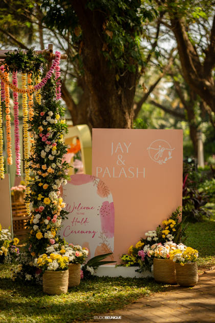 Signage and Backdrop — Haldi decor — Taj Exotica